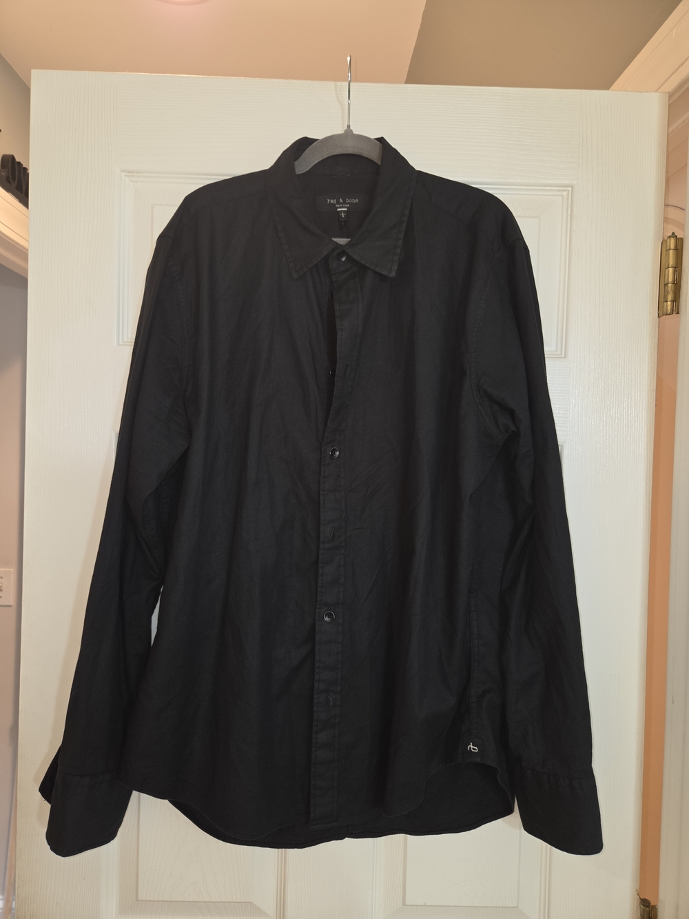 rag & bone Men's Black Long-Sleeve Dress Shirt